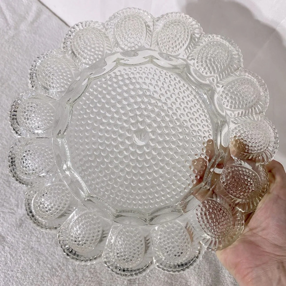 Vintage Indiana Clear Glass Hobnail Deviled Egg Platter Tray Dish - Picture 3 of 11